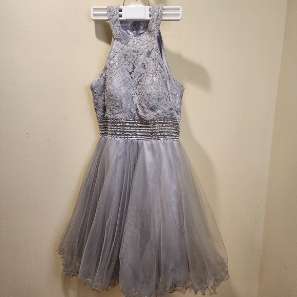 GINDY USA Silver Short Tule sleeveless Homecoming dress size S - Picture 10 of 16